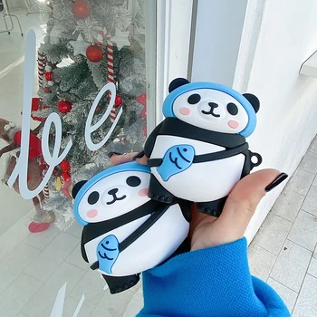 Roztomilý Kreslený Panda 3D Prípade AirPods 1 2 Pro Plnenie Box Zvierat Mäkké Silikónové Bezdrôtové Bluetooth Slúchadlá Chrániť Kryt Coque