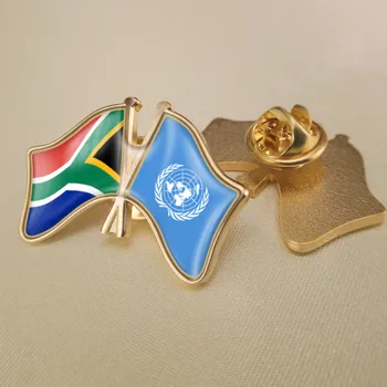 Spojené štáty a Južná Afrika Prešiel Dvakrát Priateľstvo Vlajky Preklopke Kolíky