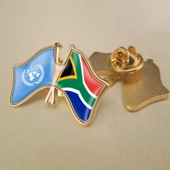 Spojené štáty a Južná Afrika Prešiel Dvakrát Priateľstvo Vlajky Preklopke Kolíky