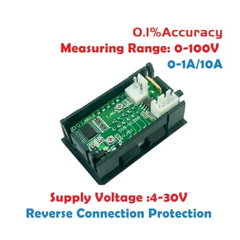Horúce LED Digitálny Voltmeter Ammeter 2 in1 Multimeter Napätie Meter Ampér Volt Amp Rozchod Panel Modrá + Červená Dual Farebný Displej