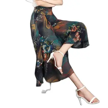Bavlna, Hodváb Sukne Vysoký Pás Sukne Voľné Širokú nohu Plus Veľkosť Lete 2021 Streetwear Ženy Kvet Nohavice