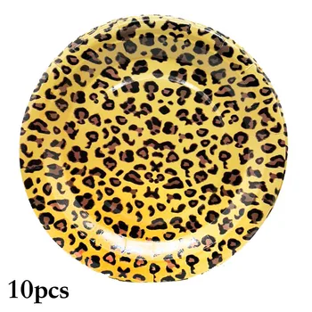 10 Hostí Lesné Zvieratá, Jednorázový Riad Leopard Tlač Obrúsok Doska Tiger Jeden Narodeniny Dekor Happy Birthday Dekor Dieťa Chlapec