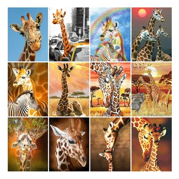 LZAIQIZG Krásne Žirafa Diamond Maľby Plné Námestie Zvierat 5d Diy Diamond Výšivky Mozaiky Ručné Domáce Dekorácie