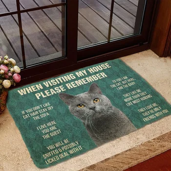 Zapamätať si Cool Čierna Mačka Dom Rohožky Dekor Print Zvierat Mačka Podlahy, Dvere Mat Non-Slip 3D Soft Flanelové Koberec