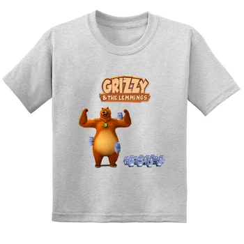 Slnečné svetlo Grizzy Medveď Roztomilý Hra Cartoon Tlač Vtipné Deti T tričko detské Letné Oblečenie Bavlna Baby Chlapci, Dievčatá T-Shirts
