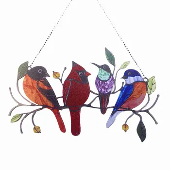 Nové Farebné okno vták prívesok Kovové Stene Visia Farebné Vtáky Izba Dekor Príslušenstvo Mini Znečistený Vták Sklo Okna Závesy