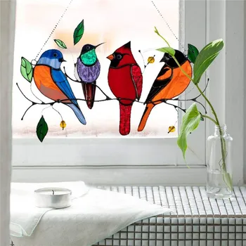 Nové Farebné okno vták prívesok Kovové Stene Visia Farebné Vtáky Izba Dekor Príslušenstvo Mini Znečistený Vták Sklo Okna Závesy
