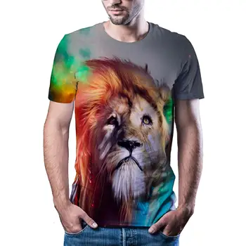 Pánske T -Shirt 3d Vytlačené Zvierat Tiger T-Tričko Krátky Rukáv Dizajn Zábavné Ležérny Top T-Shirt Muž Halloween T-Shirt Ázijské Sz 6xl