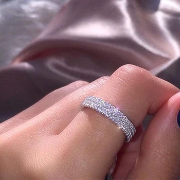 Zapojenie snubné prstene pre ženy klasické šperky kruh, kolo medi cubic zirconia pripraviť nastaviť strieborná farba výročie darček