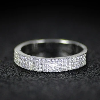 Zapojenie snubné prstene pre ženy klasické šperky kruh, kolo medi cubic zirconia pripraviť nastaviť strieborná farba výročie darček