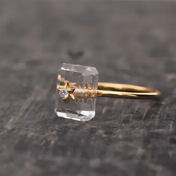 Originál nový diamond-studded obdĺžnikový jedinečný otvorenie nastaviteľný krúžok elegantné high-end retro dámske strieborné šperky