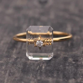 Originál nový diamond-studded obdĺžnikový jedinečný otvorenie nastaviteľný krúžok elegantné high-end retro dámske strieborné šperky