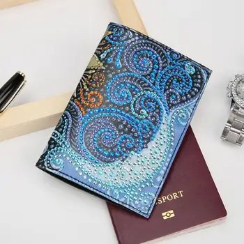 VKTECH DIY Špeciálne Tvarované Diamond Maľovanie PU Kožené Pas Pokrytie Cestovných Držiteľa Pasu Ochranné puzdro Pokožky Skladovanie Taška