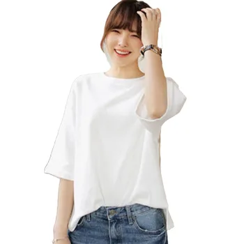 Kórejská Verzia Japonský T-Shirt Jar Leto Módne Temperament Voľné Bežné Farbou Kolo Krku Lete 2021