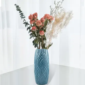 1Pcs Veľké Brucho/Diamond Tvar Vázy Kvet Imitácia Keramické Plastové Kvet Váza, Kvetinové koše Nordic Štýl