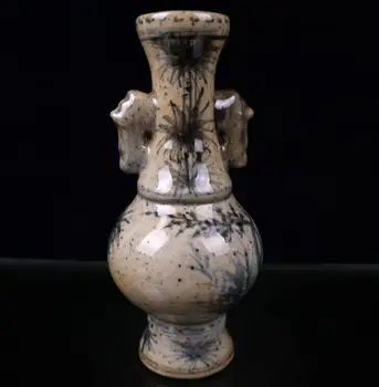 Čína archaize seiko Modré a biele keramické dvojité ucho váza remesiel socha