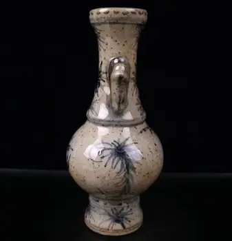 Čína archaize seiko Modré a biele keramické dvojité ucho váza remesiel socha