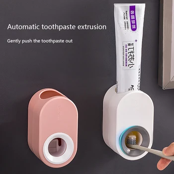 QDRR automatické zubná pasta dávkovač č otvor kefka vložiť úložný stojan kúpeľňa stenu stojan