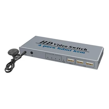 4 Port kompatibilný s HDMI 1.4 KVM Prepínač 4K 30Hz pre 4 PC Počítače Zdieľanie Jedného Monitora, Klávesnice, Myši, Tlačiarne, Príslušenstvo
