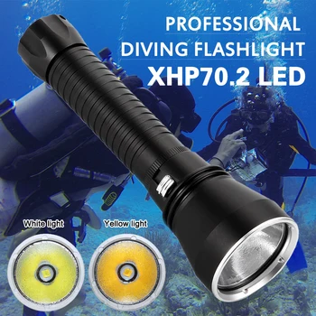 Cazadora XHP70.2 najvýkonnejšie LED Potápanie Baterka 200 m pod vodou Pochodeň 4000LM Nepremokavé XHP70 Ponoriť Svietidlo Svietidlo Svetlo