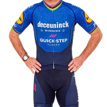 2021 Quick Step Cyklistické Nastaviť Oblečenie Pánske Pro Team Champion Vyhovovali Modrá Krátky Rukáv Jersey A náprsníkové Nohavice Požičovňa Ropa Ciclismo