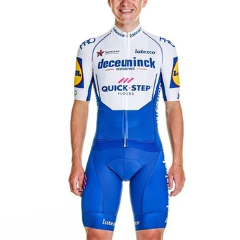 2021 Quick Step Cyklistické Nastaviť Oblečenie Pánske Pro Team Champion Vyhovovali Modrá Krátky Rukáv Jersey A náprsníkové Nohavice Požičovňa Ropa Ciclismo