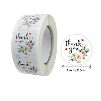 500piece za roll 1inch Kvet srdce tesnenie Ďakujem kolo láska Papier tesnenie nálepky dekorácie, Ručne vyrábané 25 mm