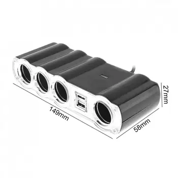 4 Spôsob Pätice Multi Nabíjačku do Auta Vozidla Cigaretový Zapaľovač Splitter Dual-Porty USB Konektor Adaptéra