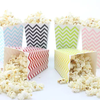 12 Ks Popcorn Boxy Farebné Jednorazové Papierové Prúžky Dot Baby Sprcha Narodeninovej Party Dodávky Kontajnerov pre Domáce Sladkosti Box