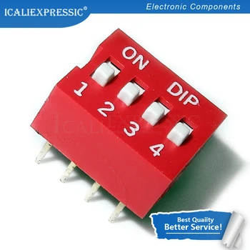 10PCS DIP Prepínač 4 bit Spôsobom 2.54 mm Prepínač Červená Šarlátová Prepínač Veľkoobchod Elektronických