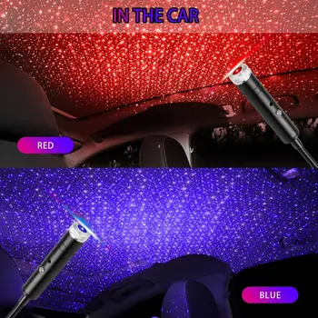 Hudba Aktivované Zvukom USB Hviezdne Nebo Projektor LED Nočné Svetlo Auto Strechy, Interiér Star Galaxy Lampa pre Domáce Izba Party Dekorácie