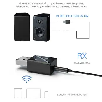 Bluetooth 5.0 Stereo Audio 2v1 Prijímač Vysielač Mini Bluetooth, AUX RCA, USB, 3,5 mm Jack Pre TV, PC A2 Súprava Adaptéra Bezdrôtovej siete