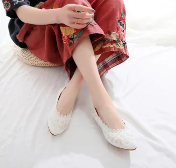 Vyšívané Cheongsam Čerpadlá Topánky Hanfu Vintage Womens Plátno Čínsky Štýl Topánky, Elegantné Zapatos De Mujer Bežné Žena Obuvi
