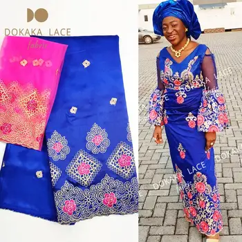 Kráľovská Modrá George Hodváb Čipky Textílie 2K19 Prom Šaty, Šitie Materiálov Tkaniny Vyšívané Guipure Nigéria Ženy Nevestu George Čipky
