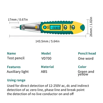 Digitálny Test Ceruzka AC/DC 12-250V LCD Displej Skrutkovač Digitálny Tester Skrutkovač Napätie Detektora Pero, Zelená Elektrikár Nástroj