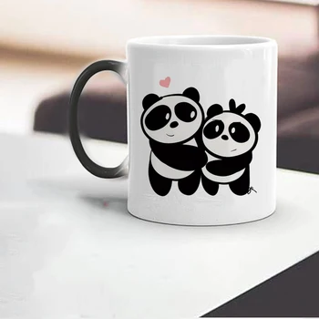 Panda mama láska hrnček 11oz teplo citlivé cestovné kávové Hrnčeky Farba Zmenila Hrnček dievča, darček k narodeninám hrnček