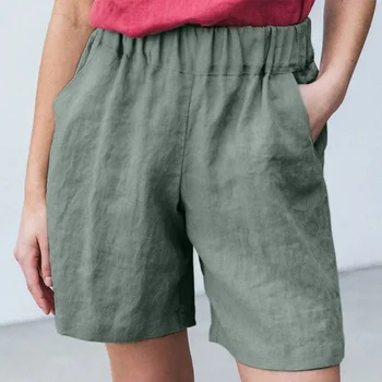 2021 Nové dámske Šortky Horúcich Letných Bežné Bavlnené Obliečky Šortky Plus Veľkosť Polovice Pás Krátke Módne Žena Streetwear Krátke Nohavice