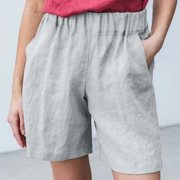 2021 Nové dámske Šortky Horúcich Letných Bežné Bavlnené Obliečky Šortky Plus Veľkosť Polovice Pás Krátke Módne Žena Streetwear Krátke Nohavice