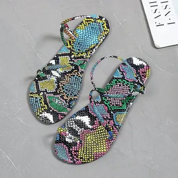 Plus Veľkosť dámske Sandále 2021 Lete Nové Hada Tlače Sexy Módne Strappy Zmiešané Farby Príčinné Topánky Žena Pohodlie Obuv