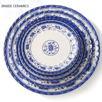 Čínsky Štýl, Plastové Modré a Biele Porcelánové Doska Kolo Tanieri Čínske Jedlo Hotel Riadu pre Domácnosť