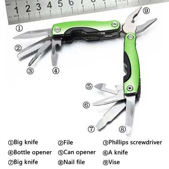 Multi-nástroj Vreckový Nôž Skladacie Kliešte Keychain Plier Skrutkovač, maticový Kľúč Ručné Náradie Multifunkčné 5 v 1/ 7 v 1/ 9 V 1