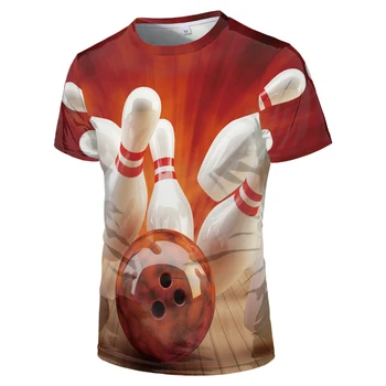 Bowling O-Krku 3D Vytlačené T shirt Muž Loptu Pohybu Broadcloth 2021 Módne Basketbal Hodiť Telocvični Oblečenie Tričko