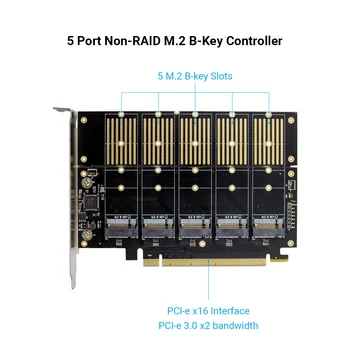 PCIe3.0 X16 5 Porty M. 2 Tlačidlo B NGFF 6Gbps Rozširujúca Karta NGFF SSD Karty Adaptéra Pre Notebook PC