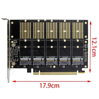 PCIe3.0 X16 5 Porty M. 2 Tlačidlo B NGFF 6Gbps Rozširujúca Karta NGFF SSD Karty Adaptéra Pre Notebook PC