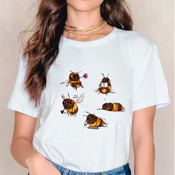 Tričká pre Ženy T-shirts Cartoon Funny Bee Leto, Jeseň 90. rokov Dámske Grafické Top Ladies Tlač Lady Ženský Čaj T-Shirt