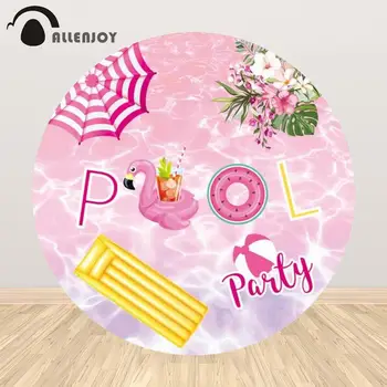 Allenjoy Akvárium Kolo Pozadí Ružová Bazén Flamingo Narodeninovej Party Dodávky Pozadie Letné Baby Sprcha Tapety