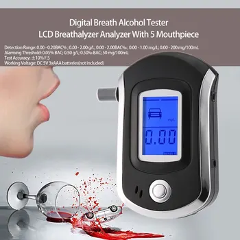 Podpora Profesionálne Vreckový Digitálny Alkohol Dych Tester Analyzer Breathalyzer Detektor Test Testovanie LCD Displej