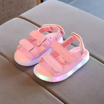 Detské Sandále Chlapcov Nové Blikajúce Svetlo Priedušná Dieťa Sandále, Baby, Deti, Non-slip Športové Sandále