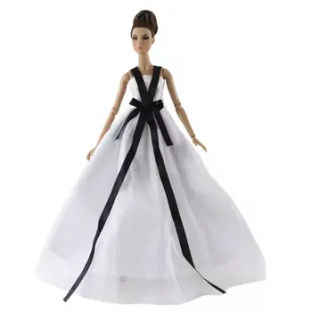 1/6 BJD Oblečenie Klasické Biele bowknot Šaty Pre Bábiku Barbie Oblečenie Princess Party Šaty 11.5
