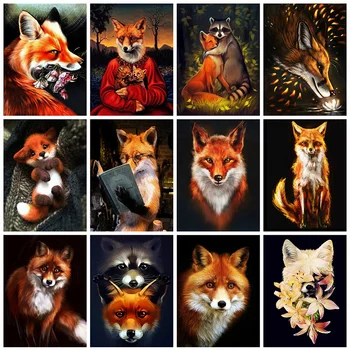 EverShine 5D Diamond Maľovanie Fox Plné Námestie Diamond Výšivky Zvieratá Cross Stitch Auta Kamienky Mozaiky Umenie Domova